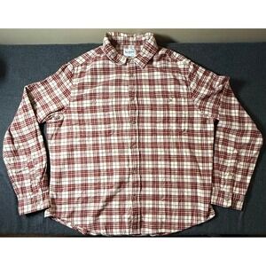 Goodfellow & Co Mens XL Plaid Flannel Button Down Shirt Burgundy Cream